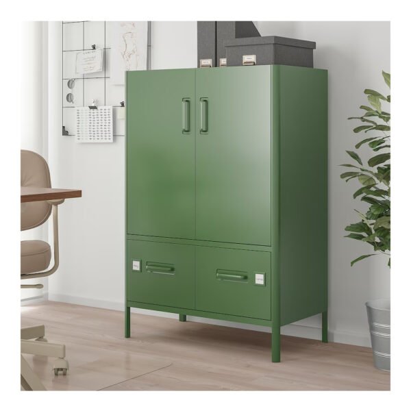 Green cabinet in modern office interior design