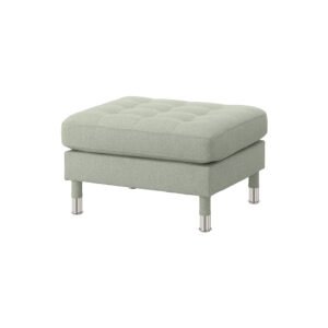 Green fabric upholstered ottoman with metal legs