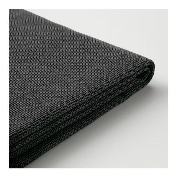 Dark gray textured fabric roll showcasing a woven pattern, ideal for various textile applications and projects.