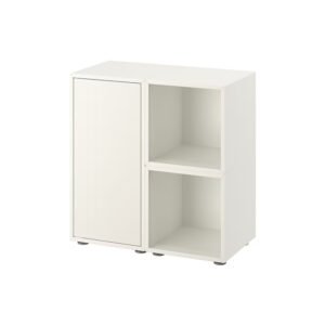 White modern storage cabinet with closed door