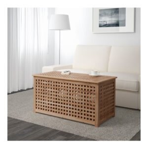 Modern wooden coffee table in living room