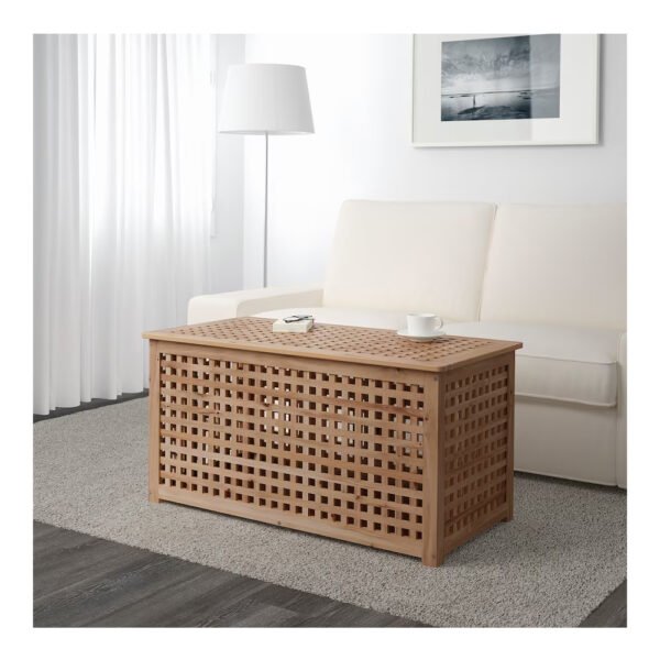 Modern wooden coffee table in living room