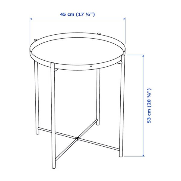 Round side table with measurements illustration